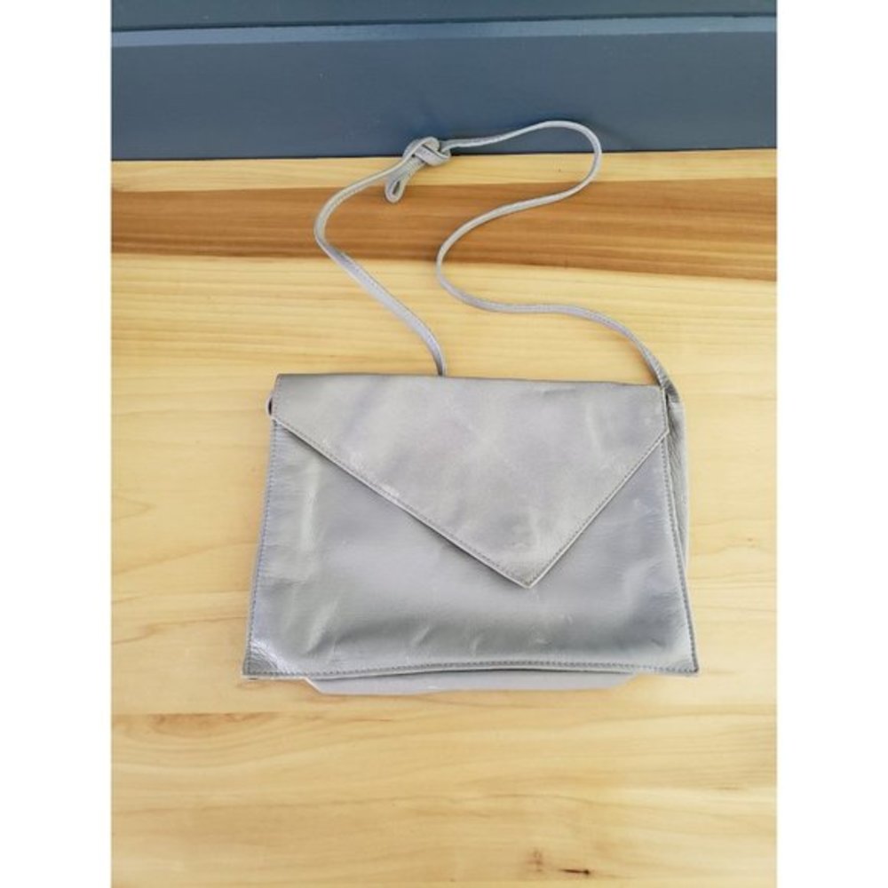 80s/90s Gray Leather Shoulder Bag‎